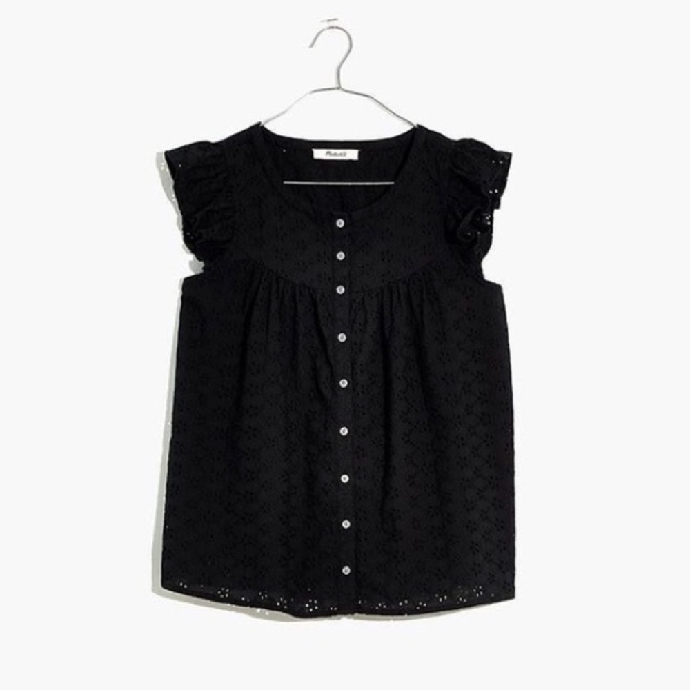 Madewell Ruffle-Sleeve Bib Top Size S